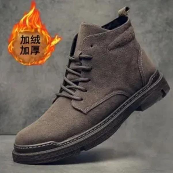 Men's Winter Leather Boots Snow Boots Mid-top Ankle Boots Men's Fashion Shoes British Style Leather Shoes M515