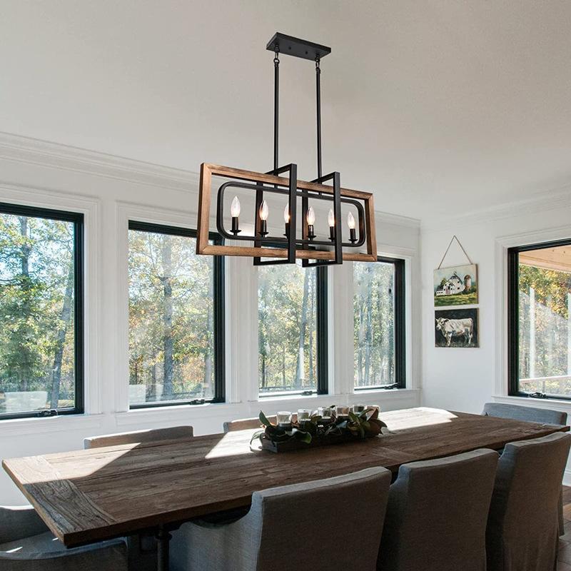 Retro Ländlichen Industriellen Stil Nachahmung Holzmaserung Eisen Kunst Restaurant Lichter, Küche Hängelampen