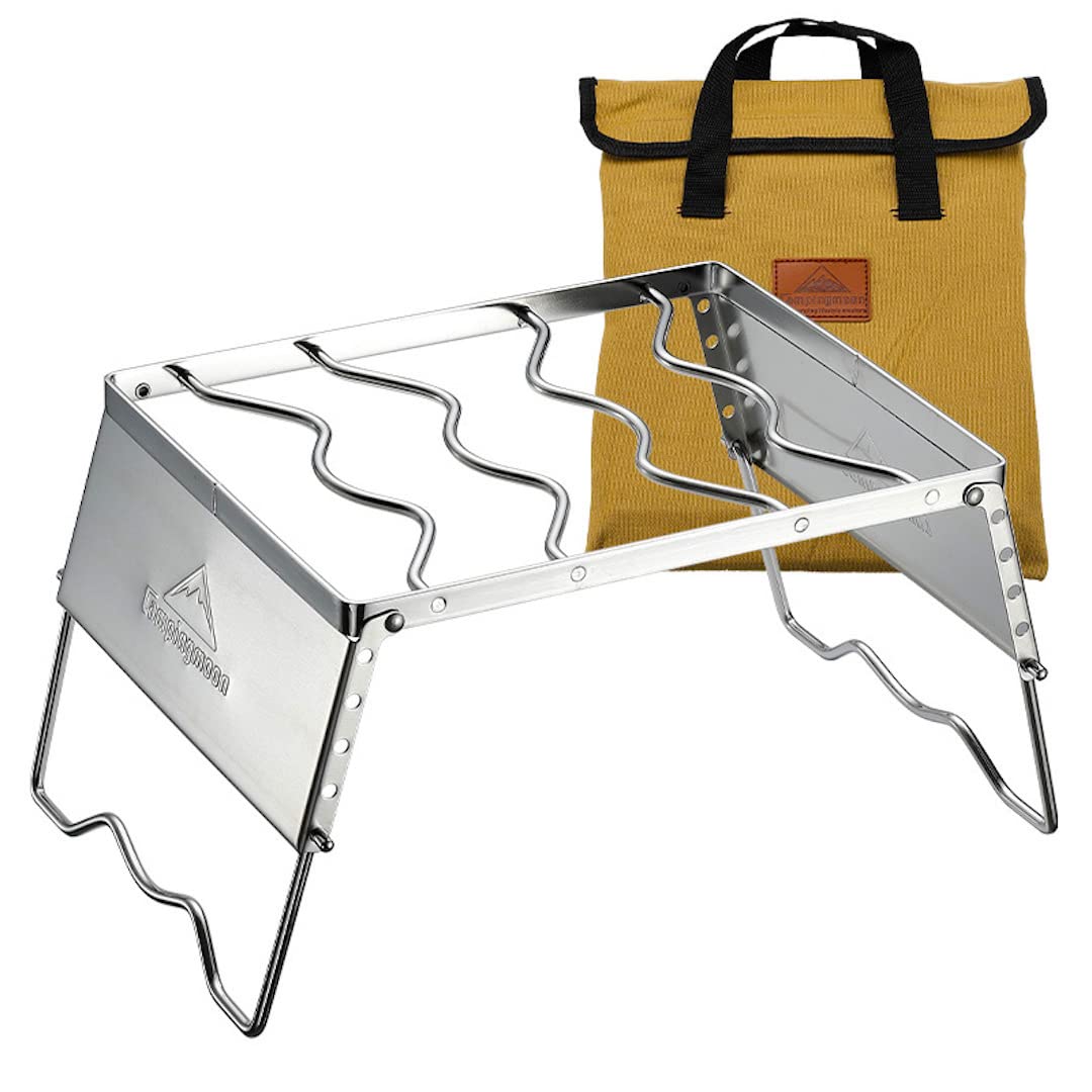 

CAMPING MOON Cooktop Stand with Wind Shield, Storage Bag, 6 Height Adjustment, Trivet, Foldable Storage, 300mm, MS-1018