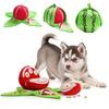 Educational Interactive Dog Toy Watermelon Plush Hide Seek Puzzle Toy with Squeaker Crinkle Sounds Small Medium Dogs IQ Training Chew Toy