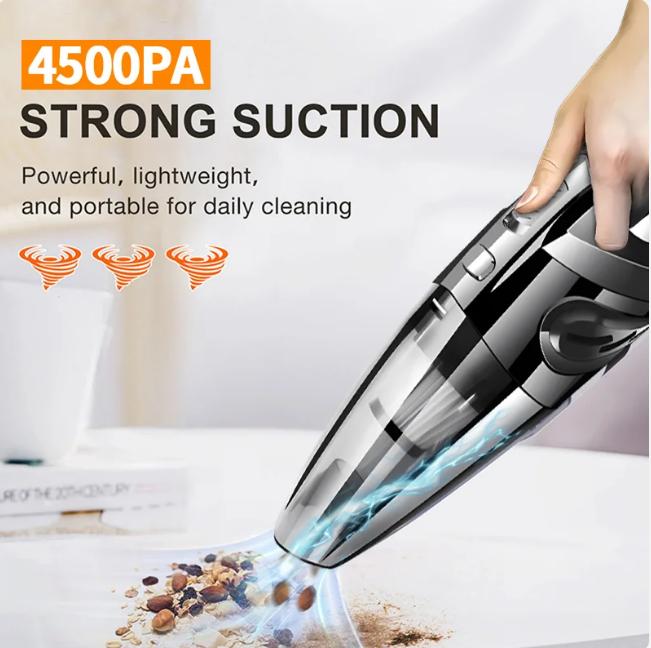 High-Suction Cordless Vacuum Cleaner - Large Capacity, Portable Design for Home & Car Cleaning