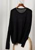 Silk Cashmere Long Sleeve Women's Sweater - Velvet Thin Pullover with Round Neck (YFS001)