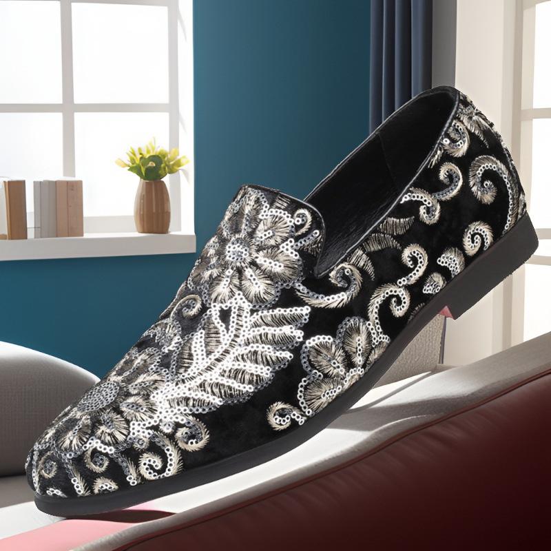 

Осенние новые мужские туфли большого размера, повседневная мода, расшитые блестками, на одну ногу, парикмахерские туфли, мужская обувь Doudou 48