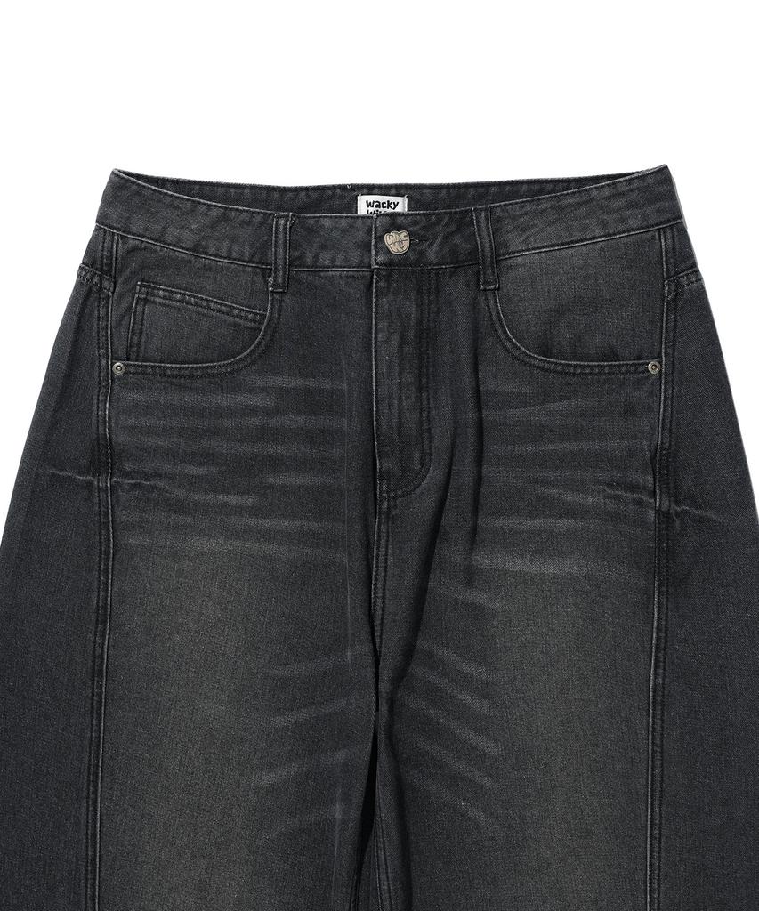 WACKY WILLY [26Ss] Wide Denim Pants Black