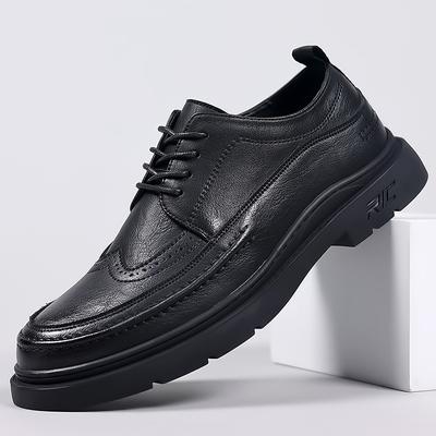 Leather Shoes Men's Casual Shoes Autumn Block Carved Platform Business Dress Trend Lace-up Wholesale