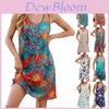 Ärmelloses Kleid mit Blumenmuster aus baumwollähnlichem Stoff für lässige Sommerkleidung