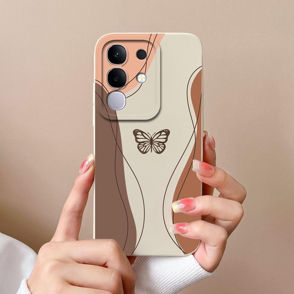 Für Vivo Y29 Y29S Y39 S19 Pro Y19S V30 V40e V50 Y04 T4x iQOO Z9s V40 Lite(IDN) Hülle Hübscher Schmetterling Gänseblümchen Weiches Silikon Anti-Sturz Schale Für Vivo Capa
