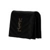 Saint Laurent Ysl Cassandre Double Fold Gold Logo Textured Quilted Leather Card Holder Wallet Women Wallet Black 530841-BOWA1-1000