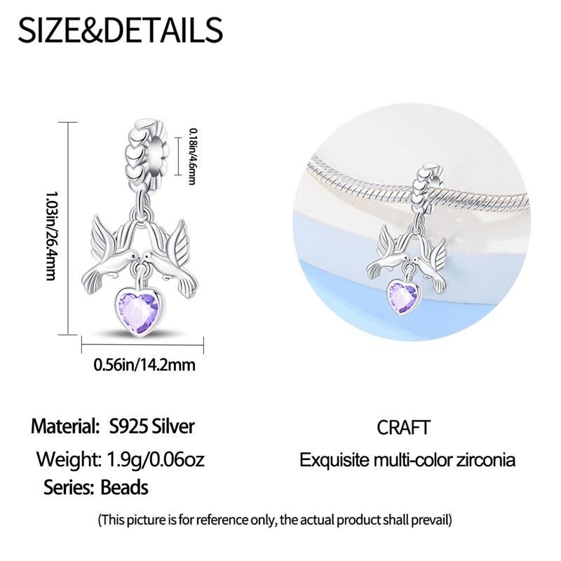 925 Silver Dove Of Peace Charms Pendant For Women Fit Bracelet DIY Birthday Party Jewelry Gifts