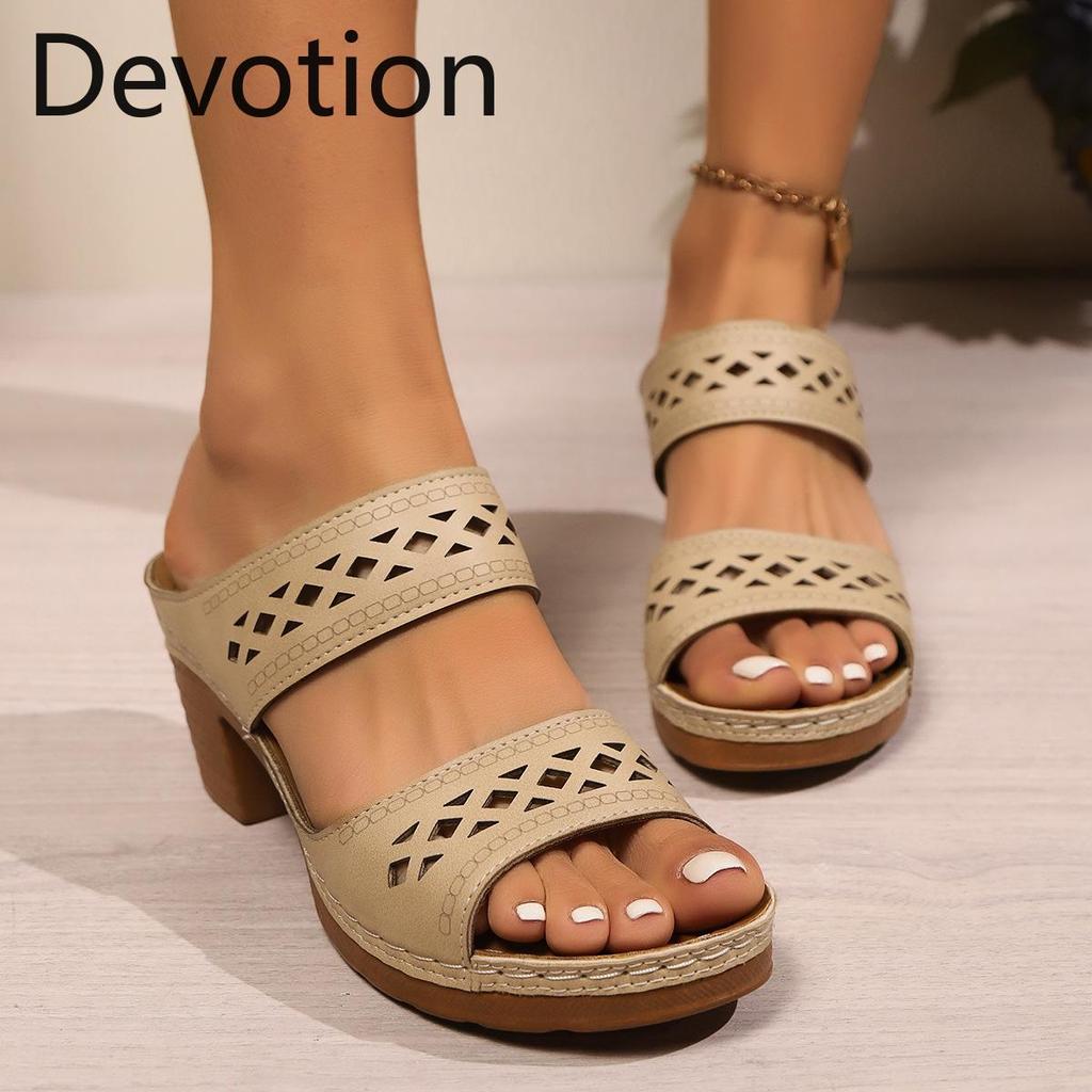 Recessed Shoe Slippers, Women's Shoes, Retro Shoes, High-heeled Shoes, Sandals Devotion