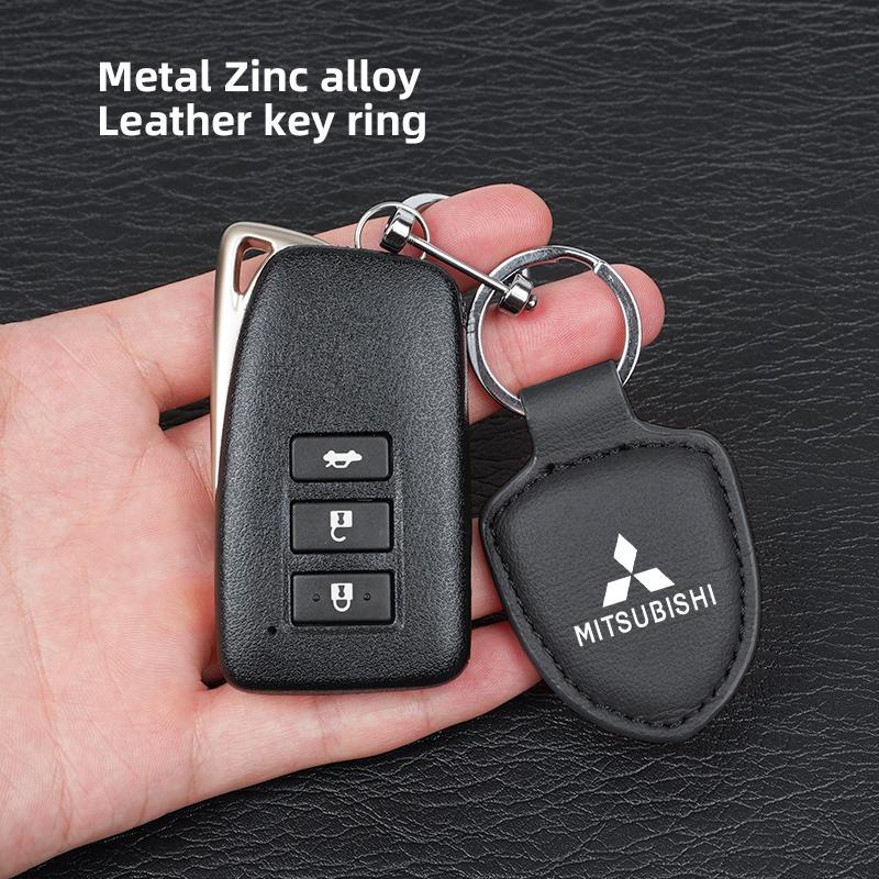 Metal/Leather Car Logo Key Chain Keyring Auto Interior Accessorie For Mitsubishi Eclipse Lancer Outlander ASX Colt I200 Ex Star