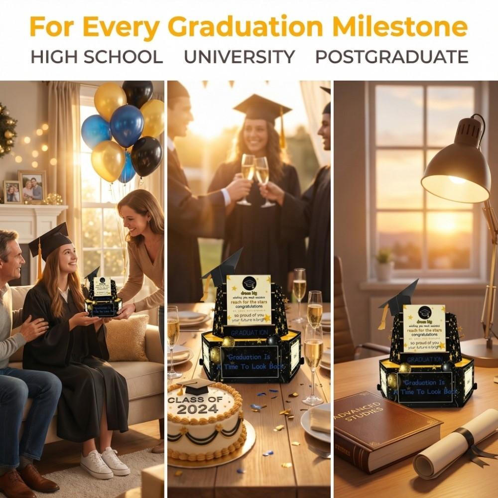 Kreative Pop-Up Karte zur glücklichen Graduation Faltbare Grußkarte mit den besten Wünschen 3D Geschenkkarte Geschenk