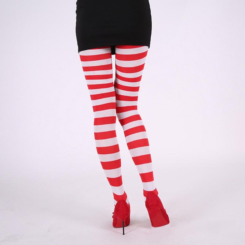 Damen Mehrfarbige Gestreifte Strumpfhosen Ganzkörper Mit Fuß Hohe Taille Leggings Elastische Lange Strümpfe Strumpfhosen für Karneval
