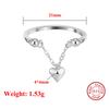 Effie Queen 925 Sterling Silver Open Ring With 4mm Heart Decoration Finger Accessory Women Jewelry Romantic Gift for Her APR40