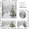 Christmas 4-Piece Bathroom Curtains Christmas Tree Snow Shower Curtain Non-Slip Bath Mat U-Shaped Bathroom Mat Toilet Cover