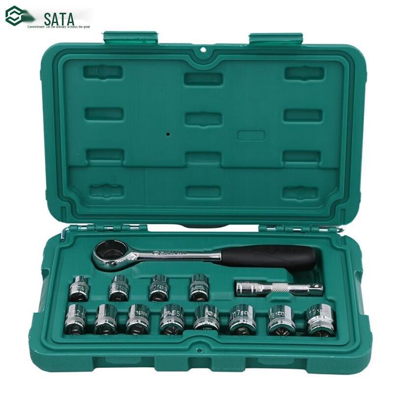 SATA 09523 14-Piece 10mm Socket and Ratchet Wrench Set CN plug (adapter included)