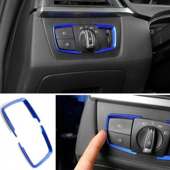 ABS Blue Headlight Button Frame Cover Trim Fit For BMW 3 4 Series GT 2013-