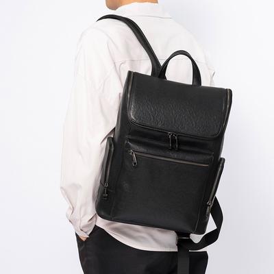 Zaino da uomo in pelle conciata al vegetale, tinta unita, alla moda, a conchiglia, grande capacità, multifunzionale, per computer da uomo