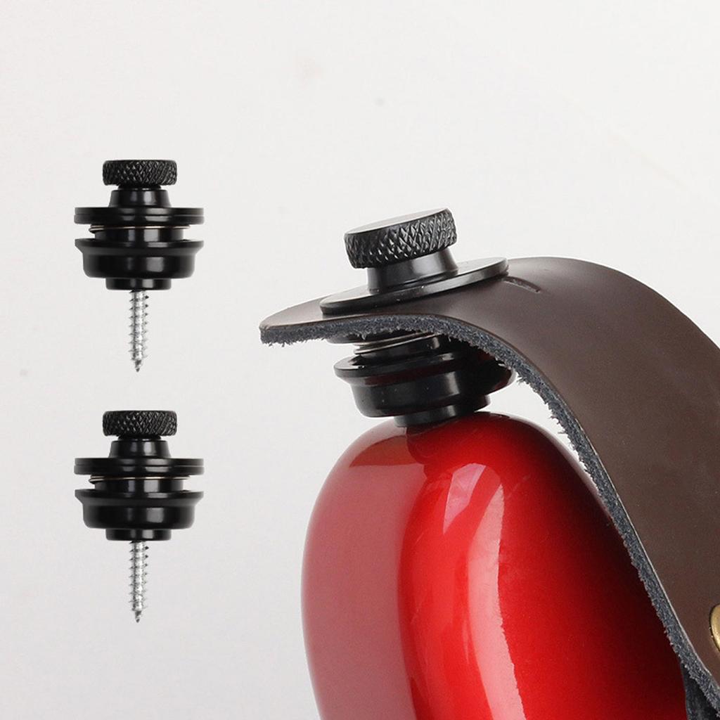 2Pcs Guitar Strap Locks Security Buttons Heavy Duty Metal Flat Round Head Non Slip Fall Resistant To