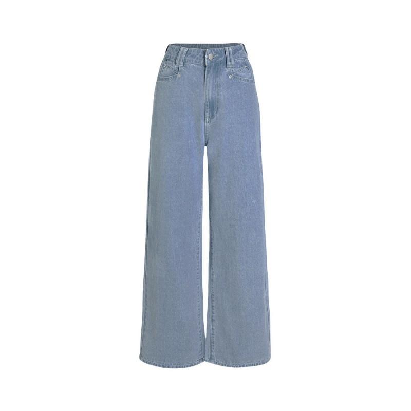 

American Wide-leg Jeans Loose Straight High-waist Casual Pants Women s XS светло-синий