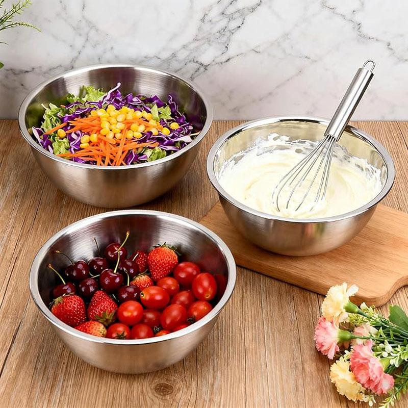 3PCS Stainless Steel Stainless Steel Cooking Bowl Household Salad Bowl Thicken Knead The Dough Mixing Bowl Kitchen Tableware