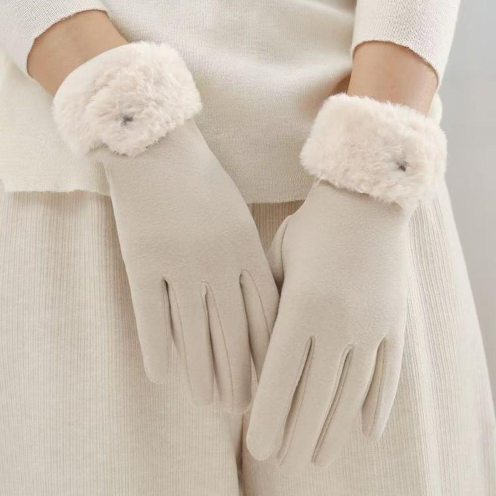 Thick Winter Gloves Windproof Women Mittens Cute Plush Gloves  Winter