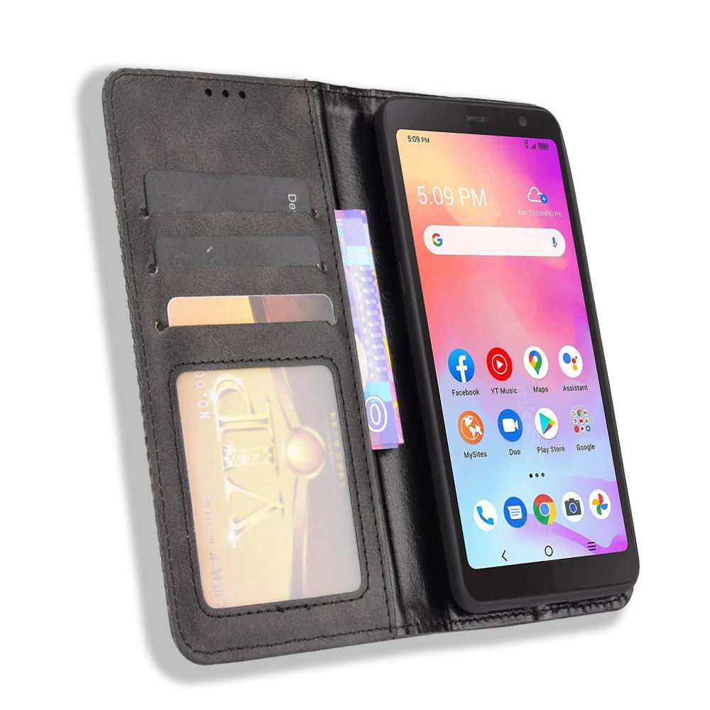 TCL A30/A3X Leder Klapphülle mit Kartenfach und Magnetverschluss.