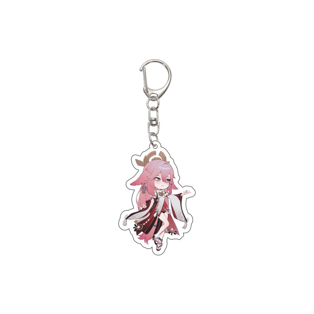 55MM Anime Genshin Impact Keychain Yae Miko Key Chain Acrylic Model Plate Christmas Gifts