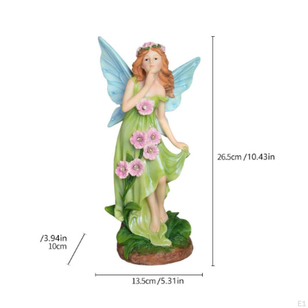 Solar Ornamental Light Statue Resin Craft Garden Fairy Figurine Weather Resistant Outdoor Angel Lamp