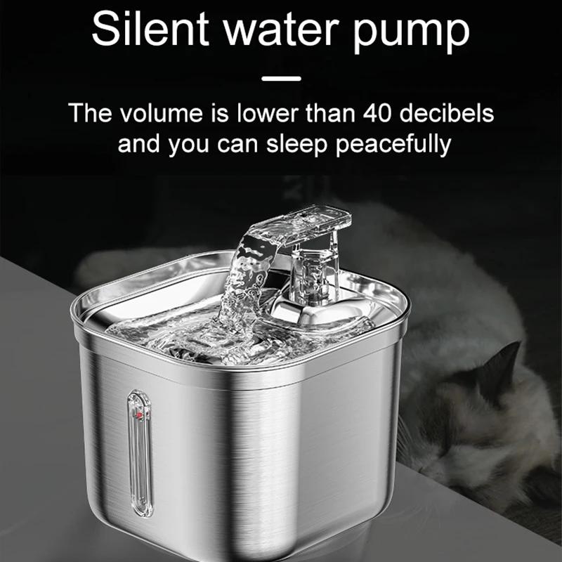Automatic Stainless Steel Cat Fountain Water Dispenser Sensor Filter Ultra Quiet Pump Pet Cat Water Mark Water Fountain