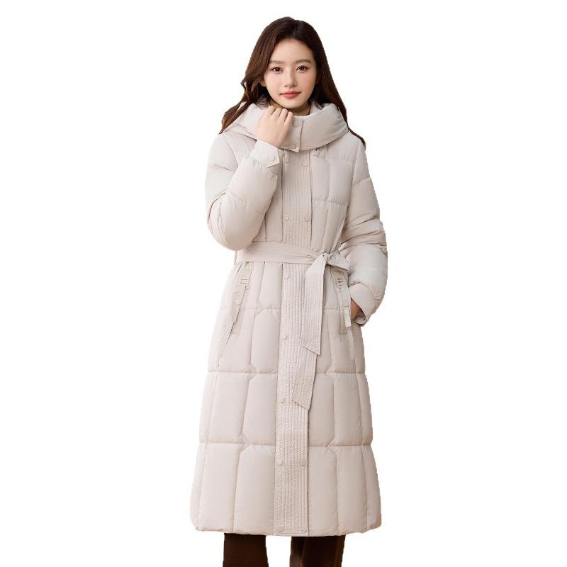 New Down Cotton Clothes Women's Long Loose and Long Over the Knee Thickened Hooded Winter Warm Jacket