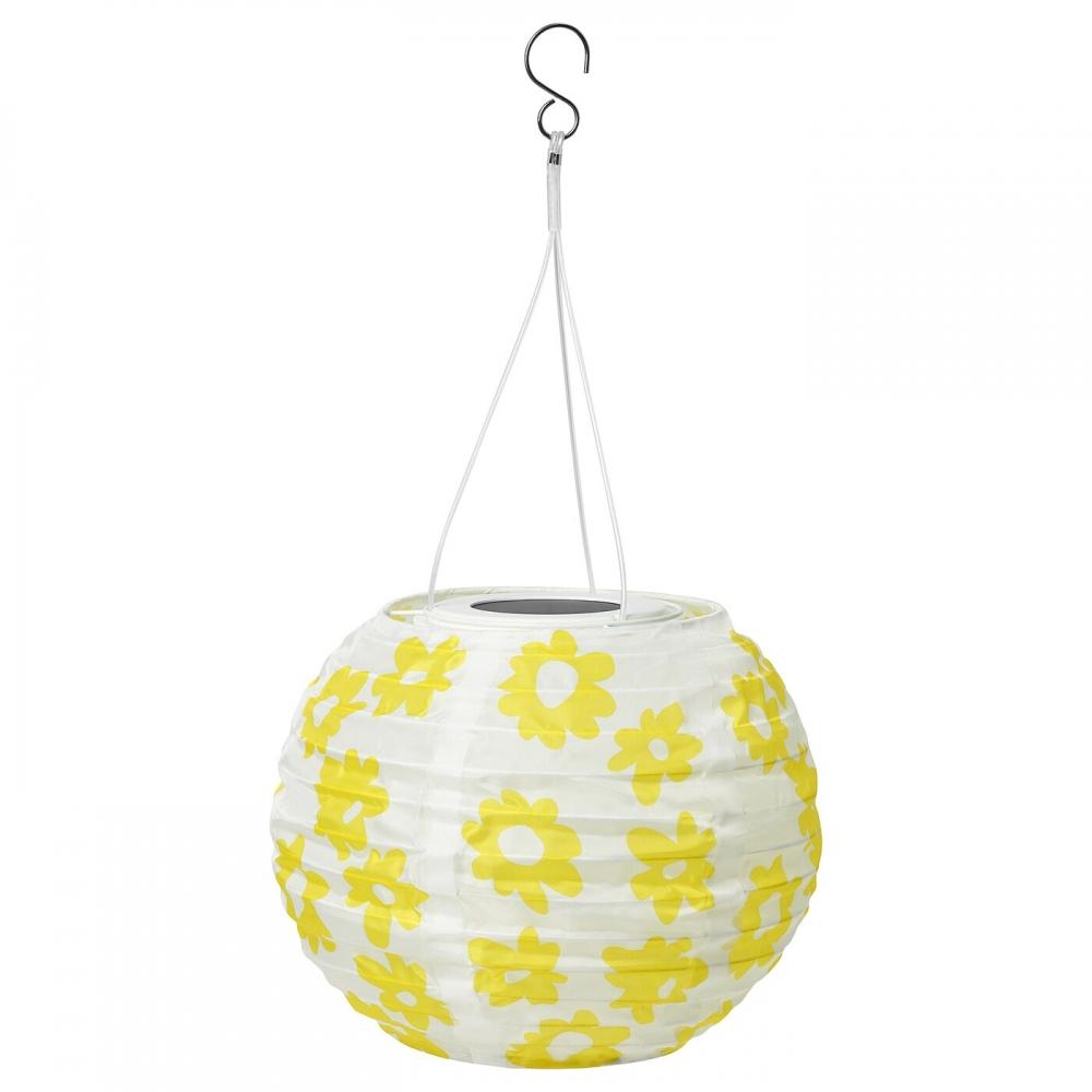 

IKEA SOLVINDEN Solvinden Светодиодный подвесной светильник на солнечной батарее для улицы, сфера, желтый цветок, 22 см