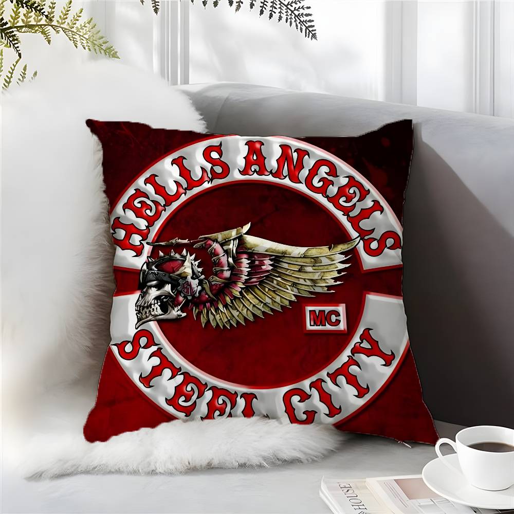 

Hells Angels Motorcycle Club HAMC-Cool Pillow Case Comfort Sofa Bed Silky Elegant Invisible Zipper Custom Decorative c 12x12Inch