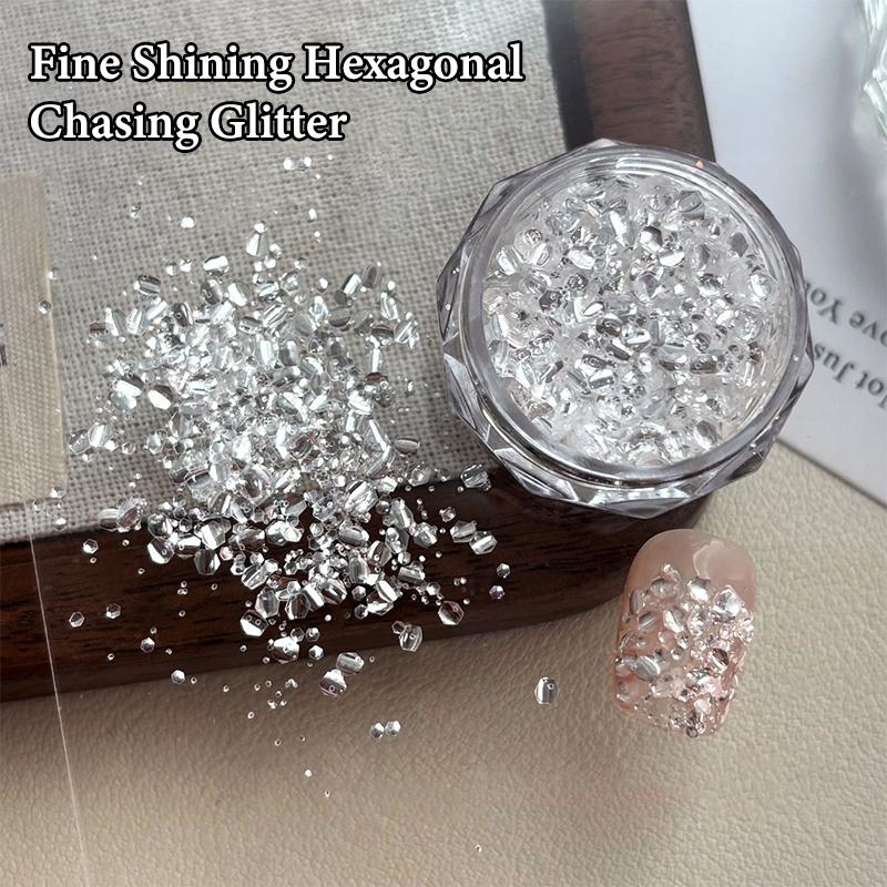 1 Box Mini Sparkling Nail Glitter Sparkling Nail Decoration Nail Salon Design Accessories Diy Nail Art Design серебряный