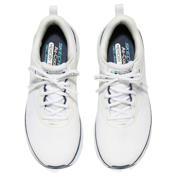 Skechers Edgeride Fabric Comfortable Classic Versatile Fashion Breathable Low-Top Casual Shoes Men Sneakers White Blue 232836-WNV