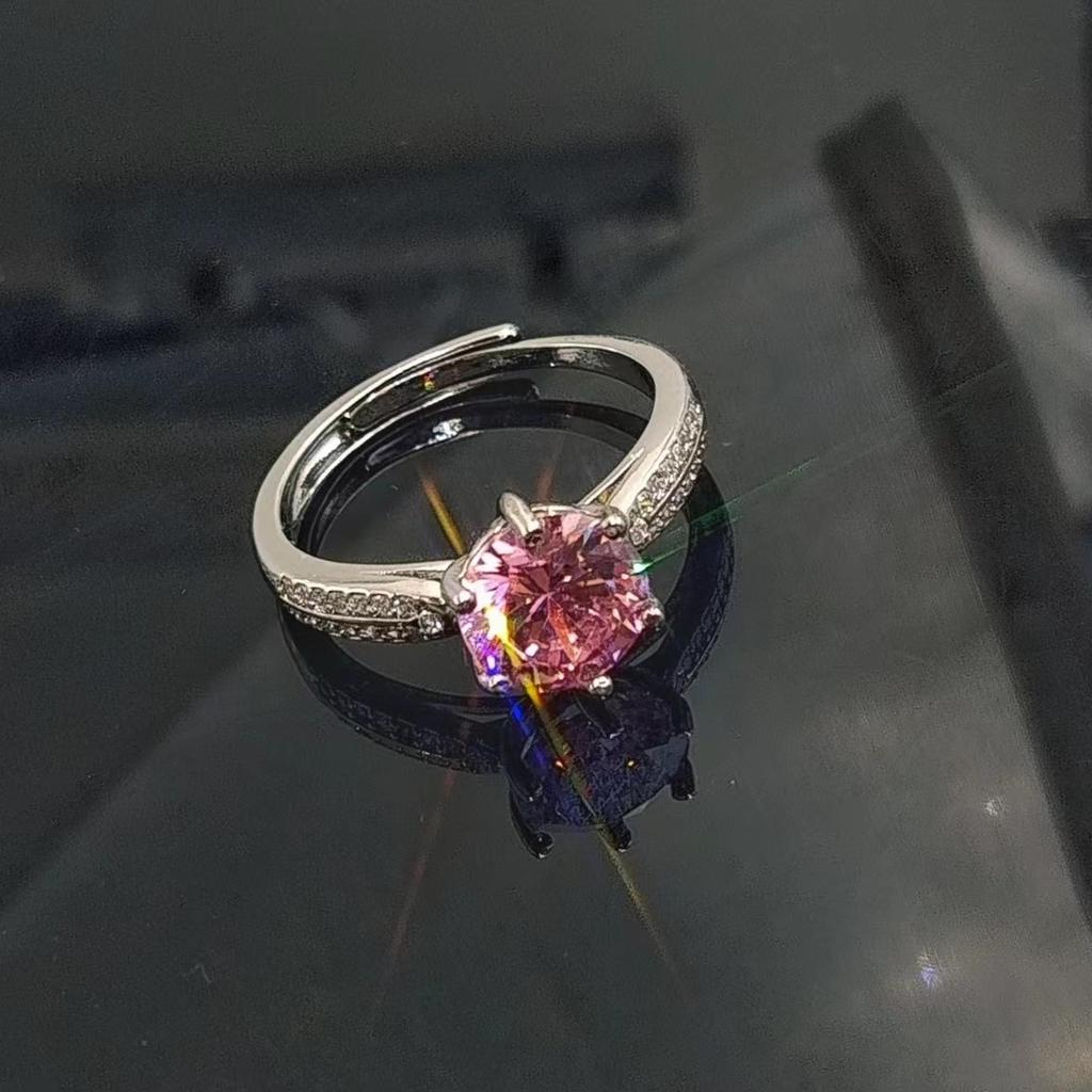 Diamond Ring Jewelry Anti-2 Carat Zircon Starlight Queen Micro Inlaid Six-Claw Open Ring Women'S Jewelry