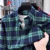 Pierre Cardin Men's 100% Cotton Long Sleeve Plaid Casual Shirt