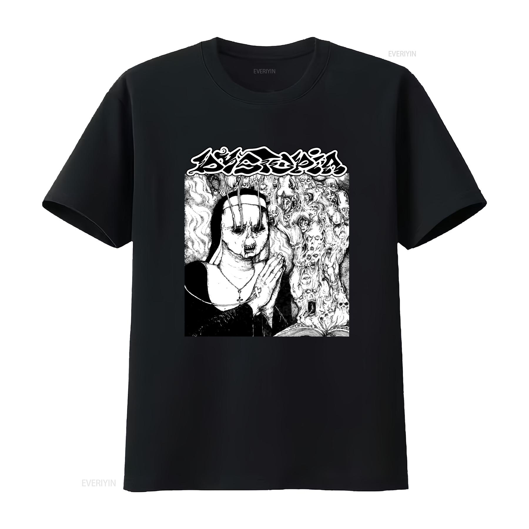 

New Dystopia Crust Punk Band T Shirt Full Size S 5XL vintage Washed Breathable Soft streetwear Stretched Casual Versatile 4XL