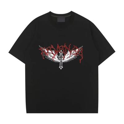 Kreuz T-Shirt Tod Kreuz Jesu Kurzarm Schwarzes T-Shirt Hohe Qualität Locker Atmungsaktiv Kurzarm Neue Mode Oberteile