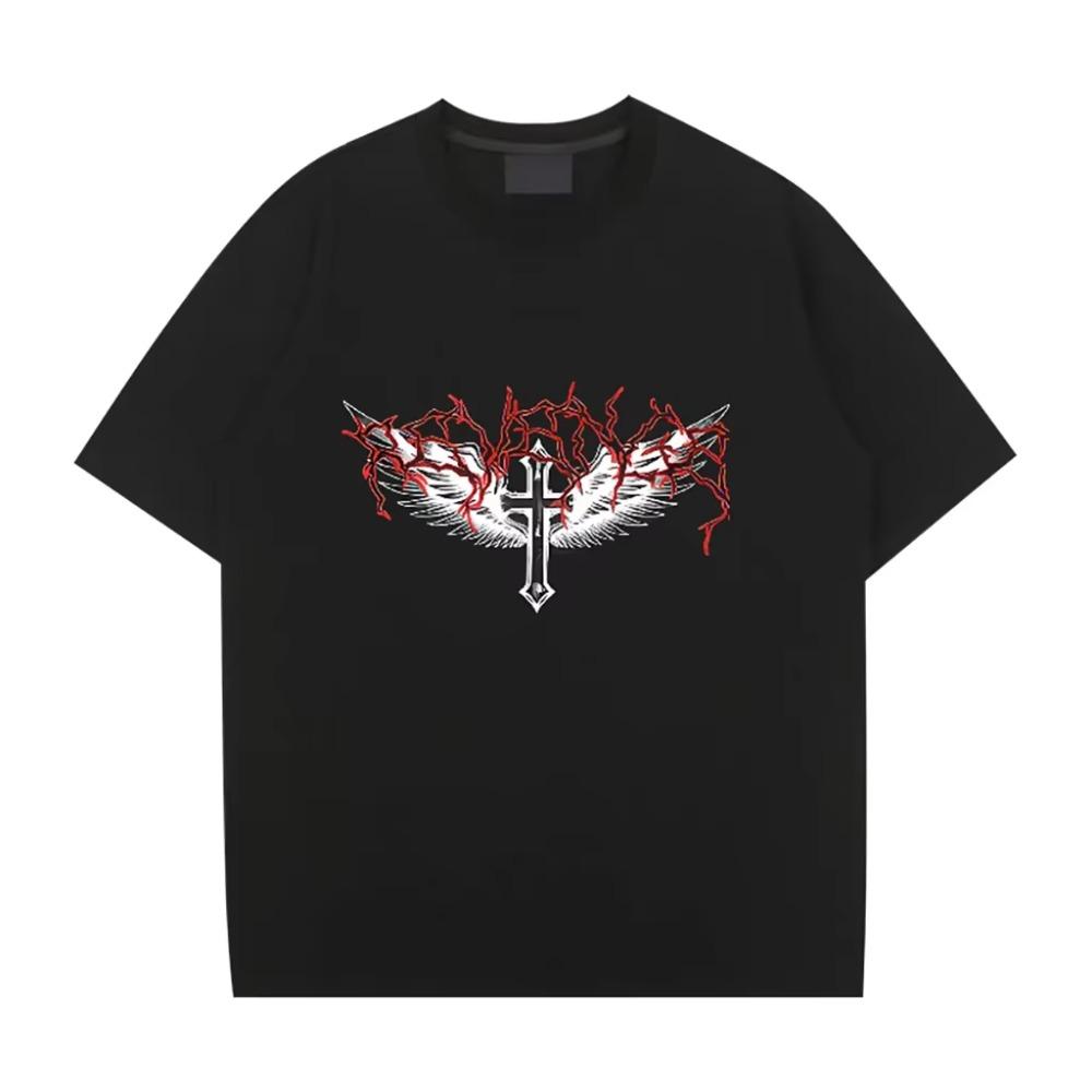 Cross T-shirt Death Cross of Jesus short sleeve Black T Shirt High quality Loose Breathable Short sleeve New Fashion Tops