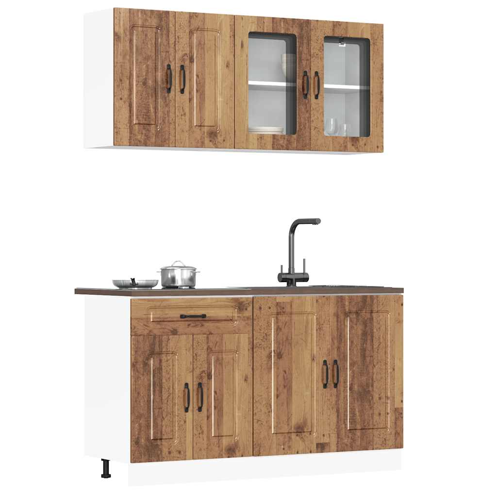 Küchenschrank-Set, Kalmar, 4-teilig, Altholz