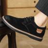 Men Suede Shoes Lace‑Up Retro Stitching Casual Oxford Shoes Classic Business Office Daily Walking Footwear