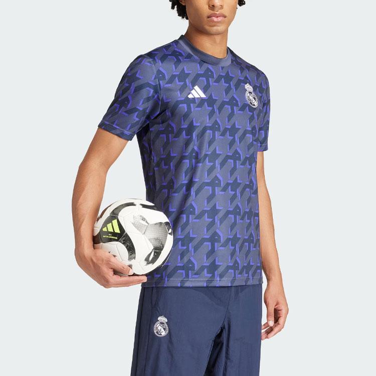 Adidas Real Madrid Pre-Match Jersey With Geometric Pattern Men Tops Dark-Cyan IQ0544