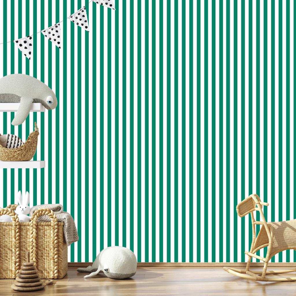 Wallpaper Stripes of sea, white and mint for living room and bedroom 50x1000