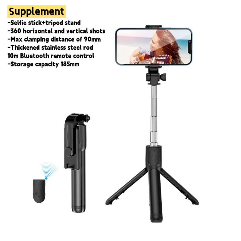 Selfie Stick Wireless Bluetooth Compatible Foldable Mini Tripod for Phone with Fill Light Shutter Remote Control for Ios Android