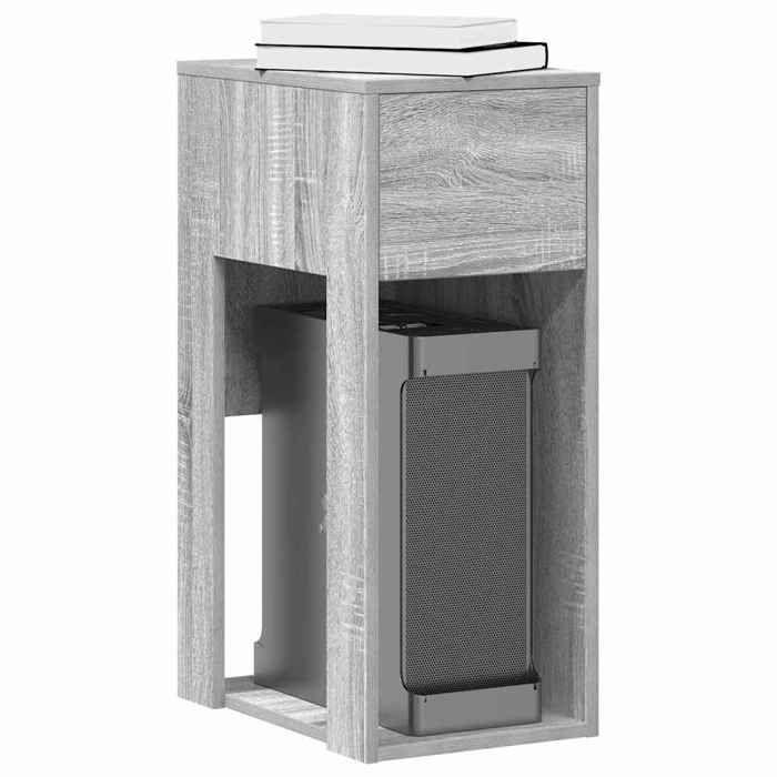 VidaXL Computer Tower Stand and Drawer Sonoma Grey 30x44x74 Cm, PC Tower Stand, Support Desk 858736