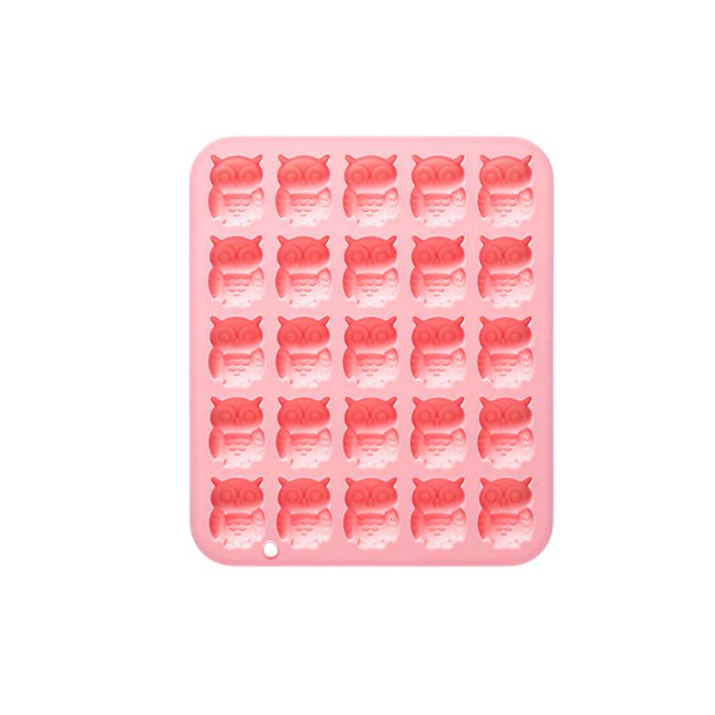 25-Cavity Chocolate Mold Owl Silicone Mold For Cake Gummy Jello Ice Cube, Cake Decoration Mold Silicone Baking Mold Making Kit розовый