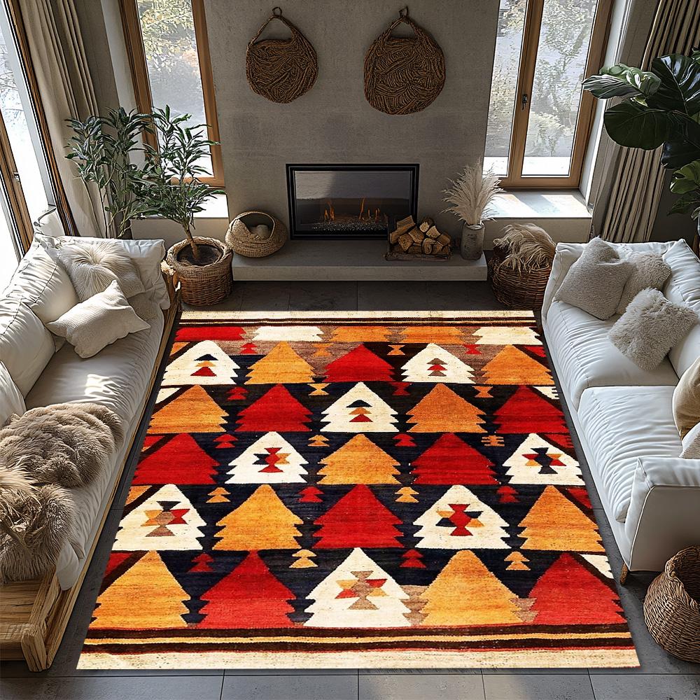 Vintage Persian Area Rug Bohemian Carpet Non-Slip Floor Mat Living Room Decor Kilim Pattern Home Accent Durable Indoor Outdoor A