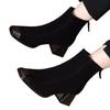 Retro temperament thick heel Martin boots women's autumn and winter new metal square head velvet warm versatile short boots