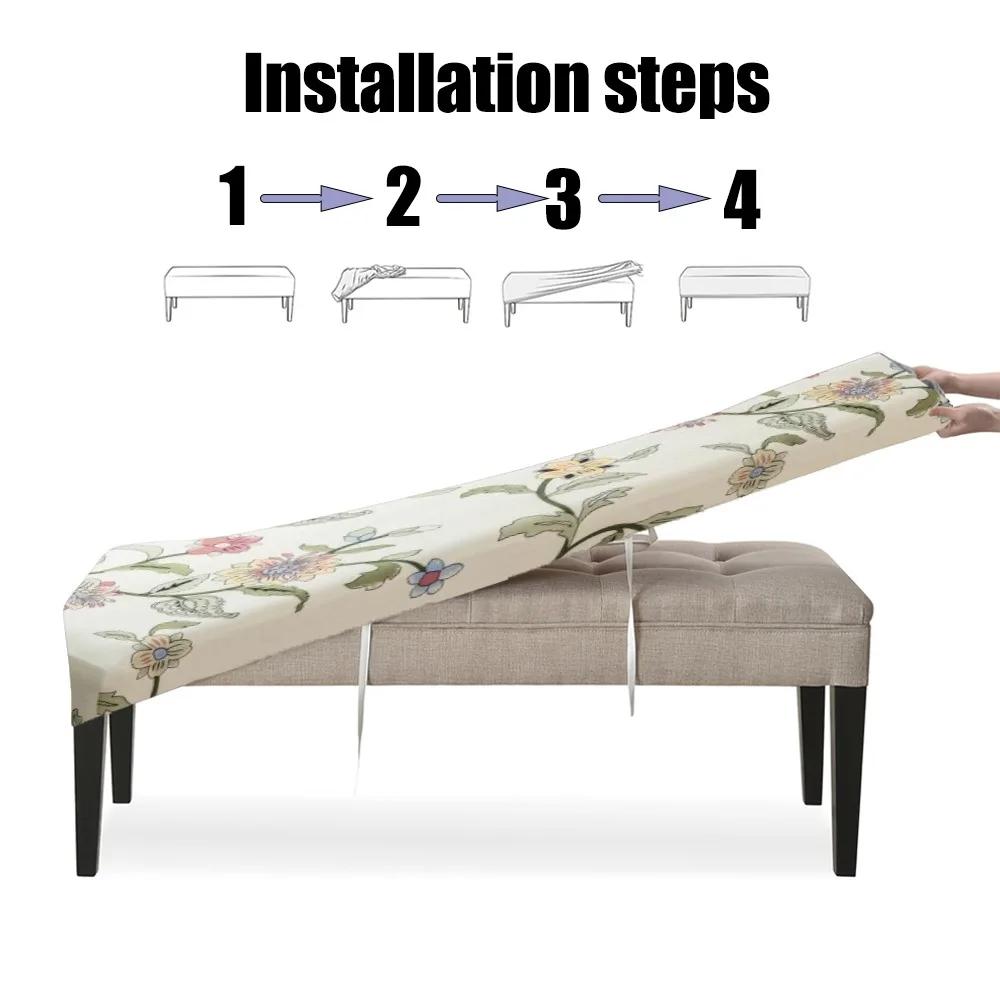 1Pc Long Bench Cover Stretch Polyester Removable Washable Anti-Dirty Piano Stool Chair Covers Living Room Bedroom Seat Protector